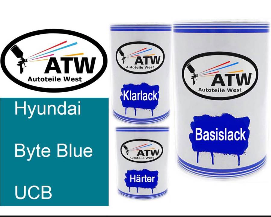 Hyundai, Byte Blue, UCB: 500ml Lackdose + 500ml Klarlack + 250ml Härter - Set, von ATW Autoteile West.